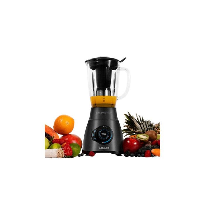 CECOTEC Power Black Titanium 1800 Smart - Batidora de vaso americana 1.8L, 1800W, 6 cuchillas titanio negro, programas automáticos, jarra termorresistente, Negro