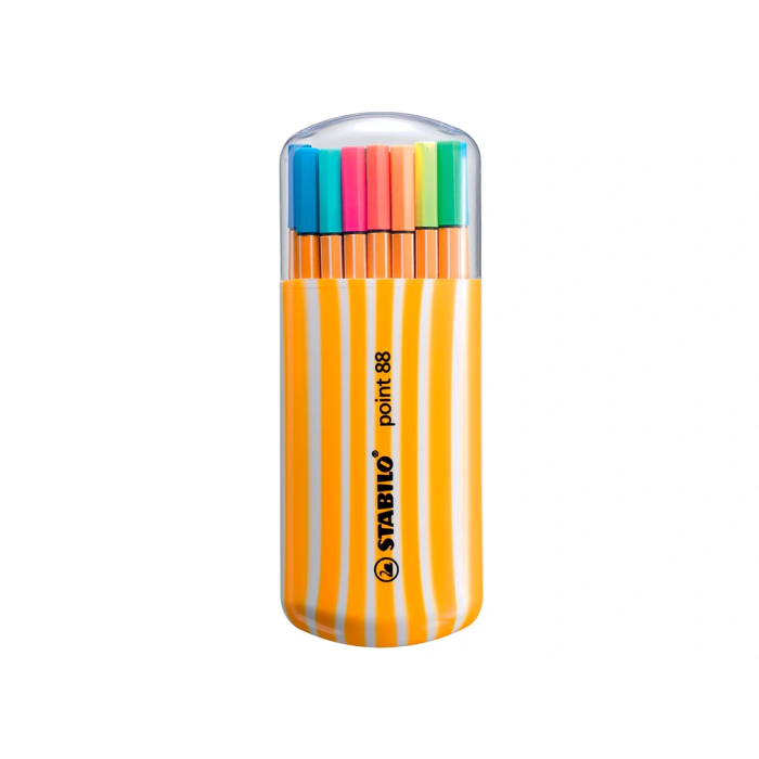 Rotulador Fibra Stabilo Point 88 Neon Estuche De 20 Zebrui 1