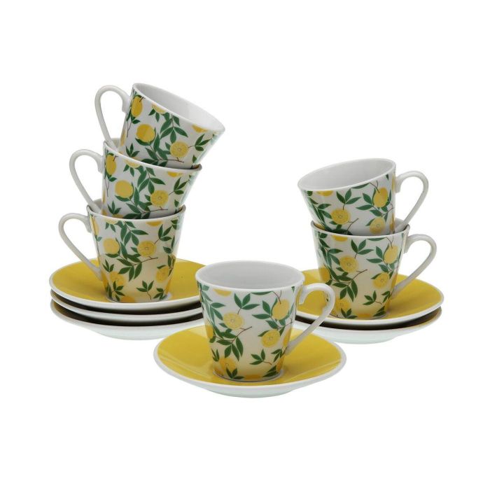 Juego de Tazas con Platos Versa Porcelana Limón