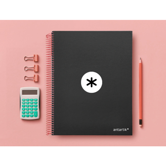 Antartik Cuaderno espiral micro A4, 120 hojas, 90 gr, liso, negro, tapa forrada 9