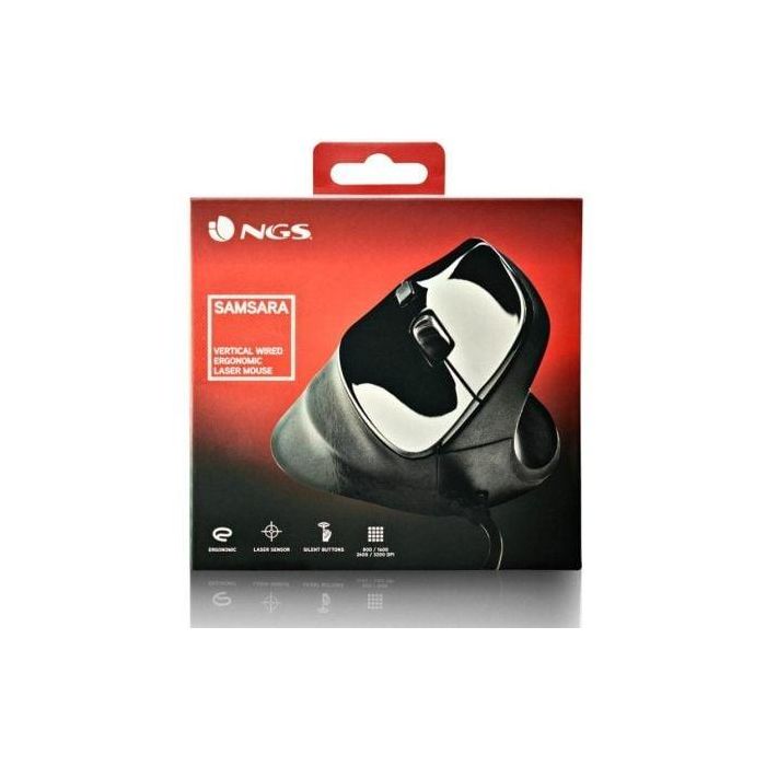 NGS Samsara Ratón Vertical Ergonómico Con Cable, Sensor Láser, Botones Silenciosos, 5 Botones, Hasta 3200 DPI, Para Diestros 4 NGS Samsara Ratón Vertical Ergonómico Con Cable, Sensor Láser, Botones Silenciosos, 5 Botones, Hasta 3200 DPI, Para Diestros 4