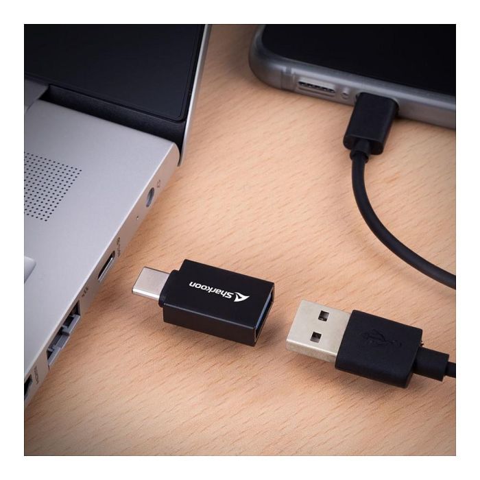 Sharkoon OfficePal Adaptador USB-A a USB-C / USB-C a USB-A USB 3.2 Gen 1 Negro 2 Piezas