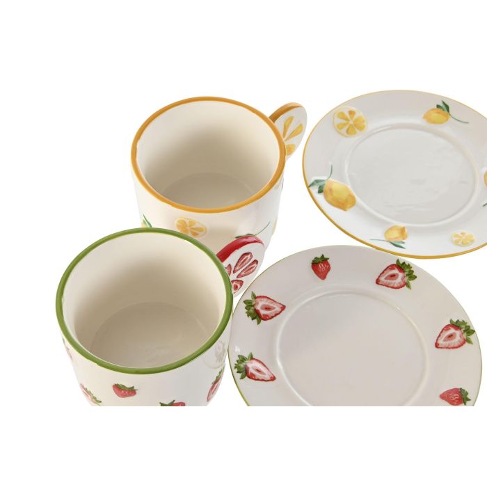 Taza Set Plato Moderno DKD Home Decor Amarillo Rojo 14 x 7.4 x 15 cm (6 Unidades) 2