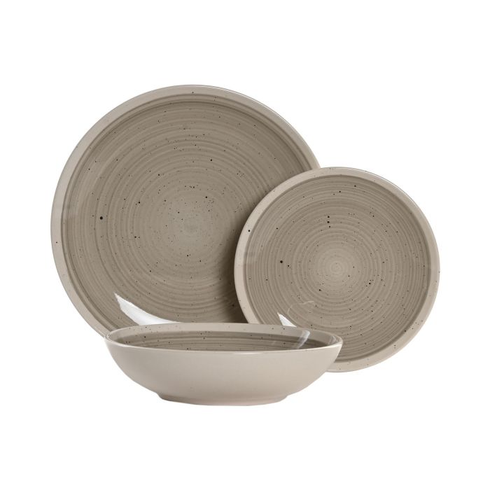 Vajilla Basicos DKD Home Decor Gris Beige 27 x 3 x 27 cm Set de 18 4 Vajilla Basicos DKD Home Decor Gris Beige 27 x 3 x 27 cm Set de 18 4