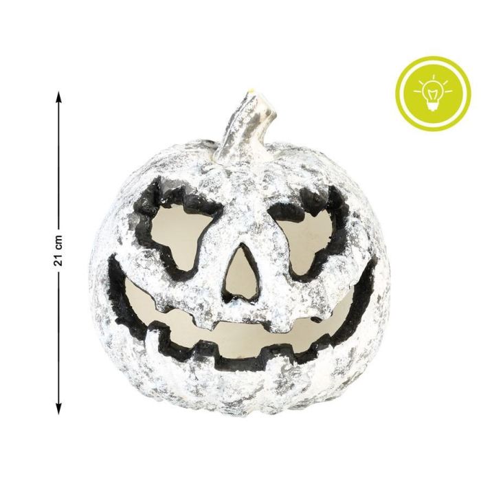Calabaza Decorativa Blanca Con Luz Interior 21 cm Para Halloween