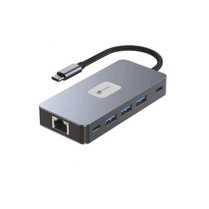 LEOTEC Base para Portátil y Replicador de Puertos LEDS02 10 en 1, HDMI 4K@60Hz, USB-C PD 100W, Ethernet Gigabit, SD/MicroSD