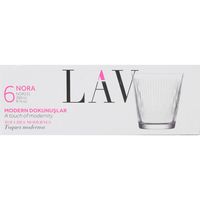 Set de 6 vasos Nora 255 cc - Lav (8 Cajas) 1 Set de 6 vasos Nora 255 cc - Lav (8 Cajas) 1
