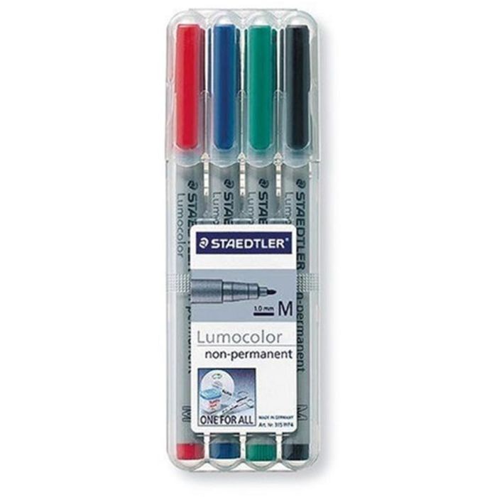 STAEDTLER Rotuladores para retroproyector Lumocolor M no permanentes, 4 unidades, trazo de 1 mm