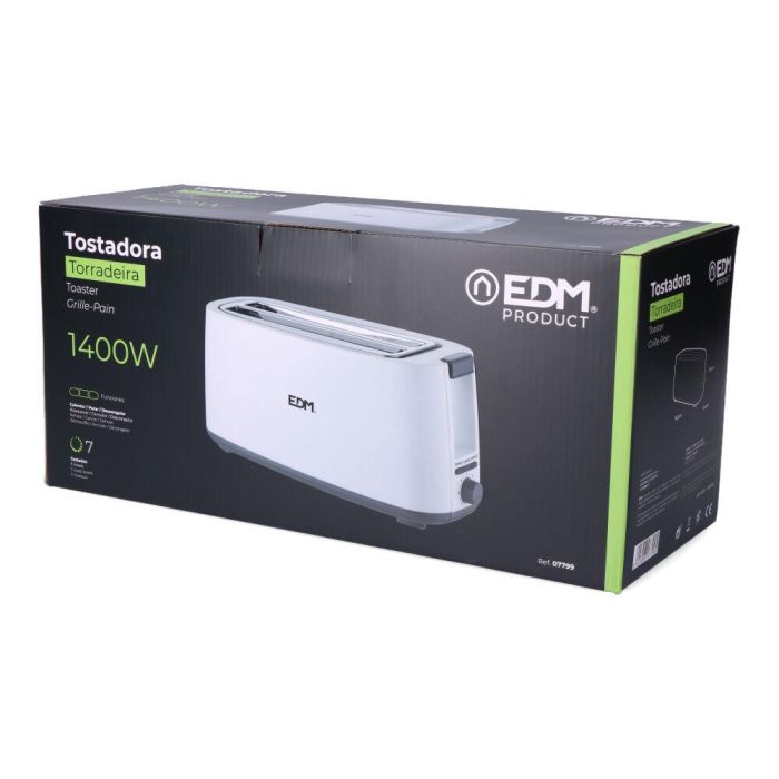 Tostadora EDM 07799 White Design 1400 W Doble ranura 3 Tostadora EDM 07799 White Design 1400 W Doble ranura 3