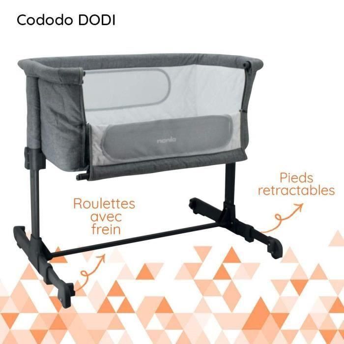 Nania Cama Cododo DODI Gris para Bebés 0-6 Meses, Ajustable 5 Alturas de Cama y Colchón 4 cm Incluido 4 Nania Cama Cododo DODI Gris para Bebés 0-6 Meses, Ajustable 5 Alturas de Cama y Colchón 4 cm Incluido 4