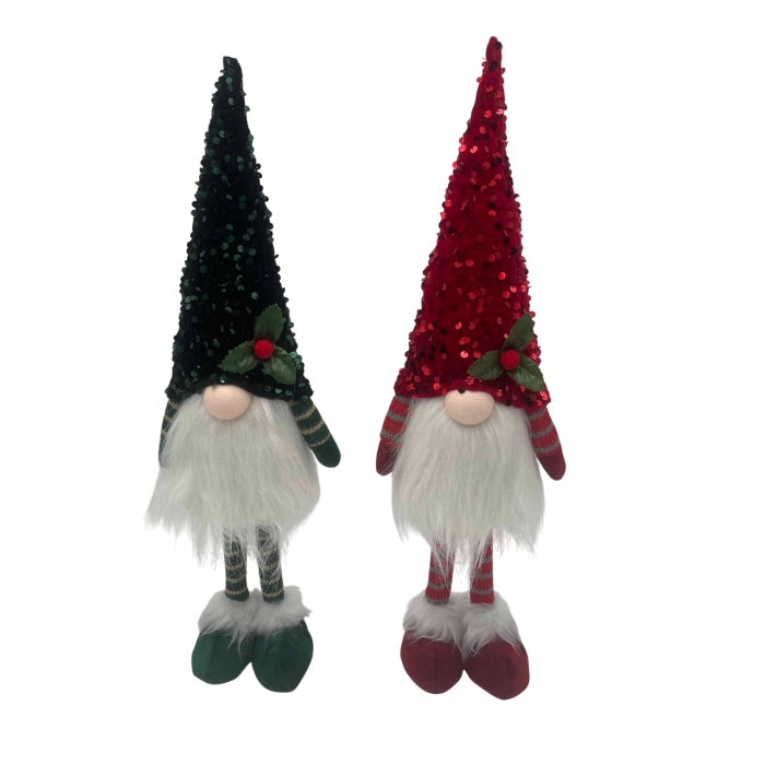 DKD Home Decor Figura de Gnomo de Navidad Tradicional de Poliéster Verde y Rojo, 9x49x13 cm (Set de 4 Unidades Surtidas)