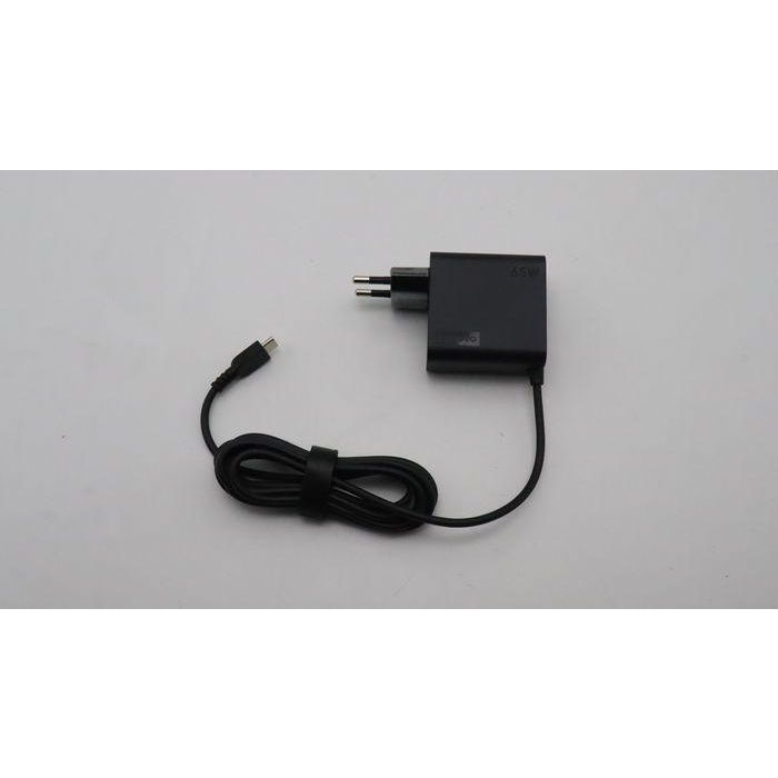 Lenovo 65W power adapter with adjustable voltage levels: 20V, 15V, 9V, and 5V, featuring dual ports for simultaneous charging. Lenovo 65W power adapter with adjustable voltage levels: 20V, 15V, 9V, and 5V, featuring dual ports for simultaneous charging.