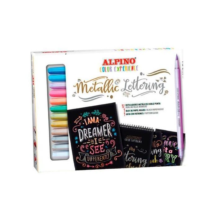 Alpino Rotuladores Metallic Lettering Color Experience Doble Punta C-Surtidos Estuche 12 Ud + Bloc Alpino Rotuladores Metallic Lettering Color Experience Doble Punta C-Surtidos Estuche 12 Ud + Bloc