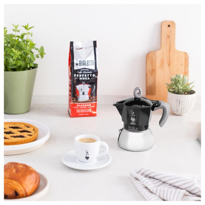 Bialetti MOKA 2TZ Induction Cafetera Italiana Negra para 2 Tazas Aluminio Inducción