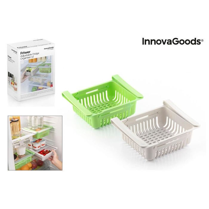 Organizador Ajustable para Nevera Friwer InnovaGoods 2 Unidades Organizador Ajustable para Nevera Friwer InnovaGoods 2 Unidades