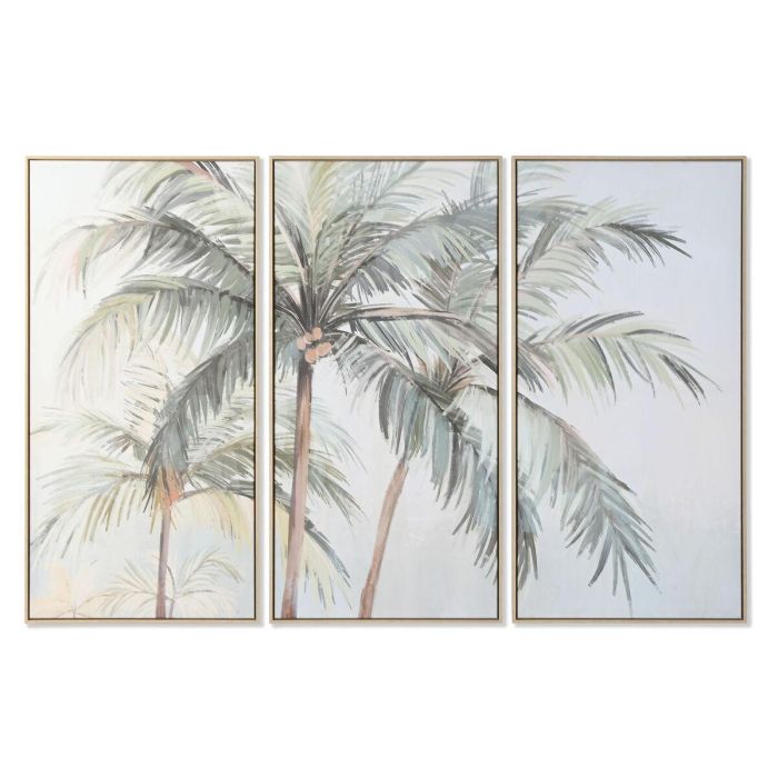 Cuadro Home ESPRIT Verde Palmeras Tropical 180 x 4 x 120 cm (3 Piezas)