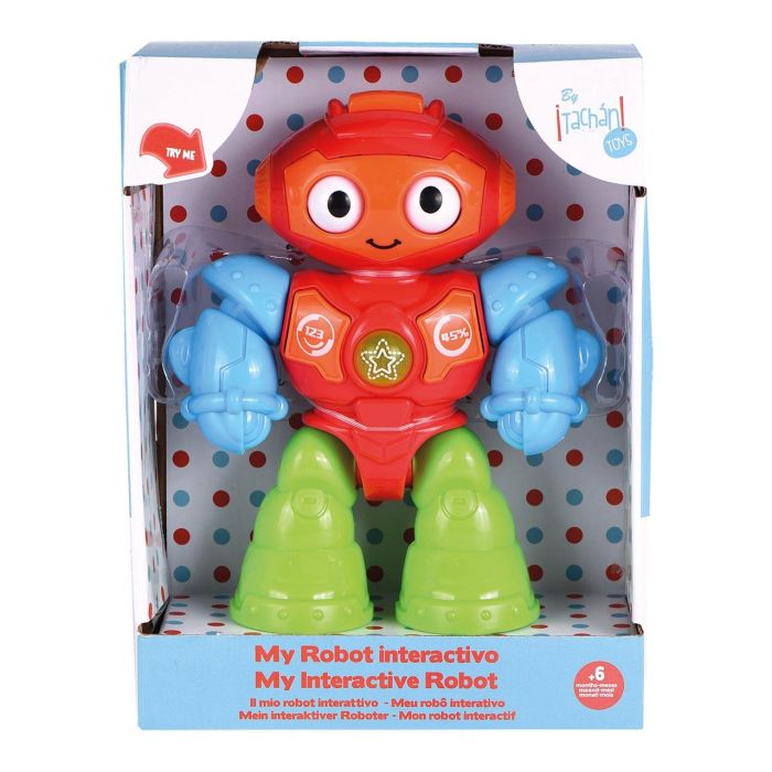Tachan Mini Robot Interactivo para Bebés +6 meses con Luces, Sonido, Brazos y Piernas Móviles, Expresión Facial Cambiable, funciona con Pilas AA 3