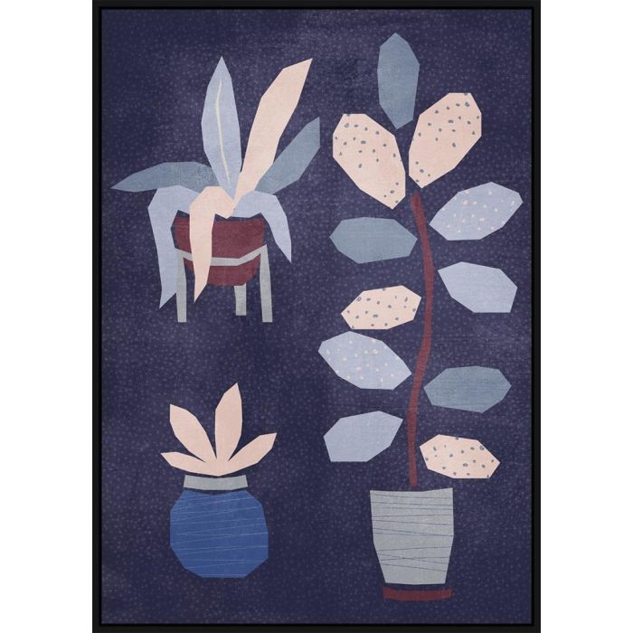 DKD Home Decor Cuadro Moderno Azul con Diseño de Flores para Decoración, Materiales Lienzo y PS, 123 x 83 x 4.5 cm (2 Unidades)