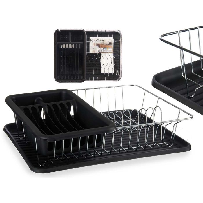 Escurreplato Plano Negro Kinvara 43.5x33.5x11 cm - Bandeja y Recipiente en Plástico PP y Metal (4 Unidades) Escurreplato Plano Negro Kinvara 43.5x33.5x11 cm - Bandeja y Recipiente en Plástico PP y Metal (4 Unidades)
