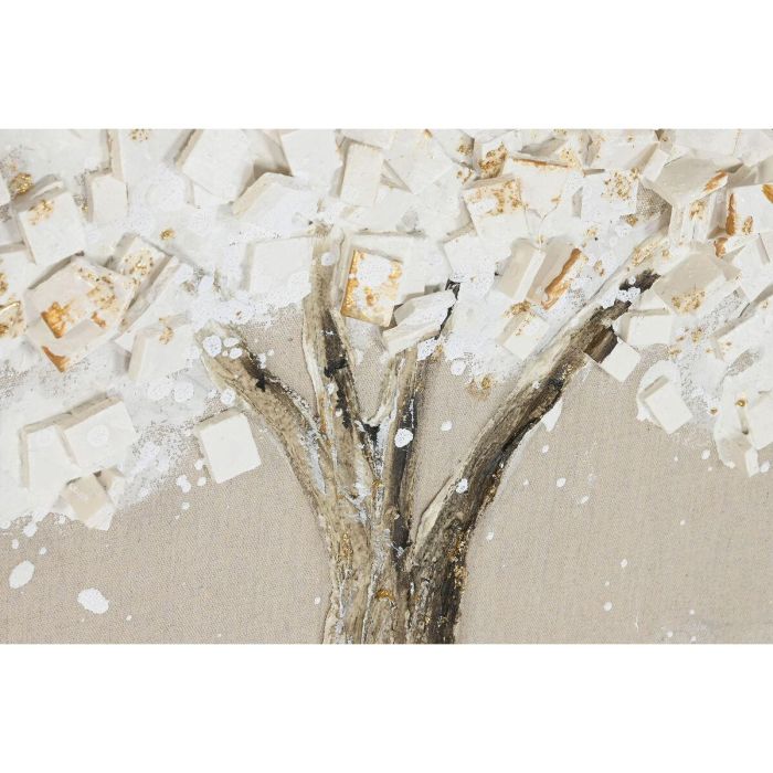 DKD Home Decor Cuadro Tradicional Lienzo Árbol Blanco Beige 100 x 100 x 3 cm (2 Unidades) 2