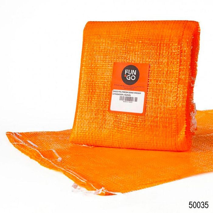 Fun And Go Saco de Rafia Polymesh Color Whisky con Pasador 55 x 83 cm, Pack de 10 Unidades
