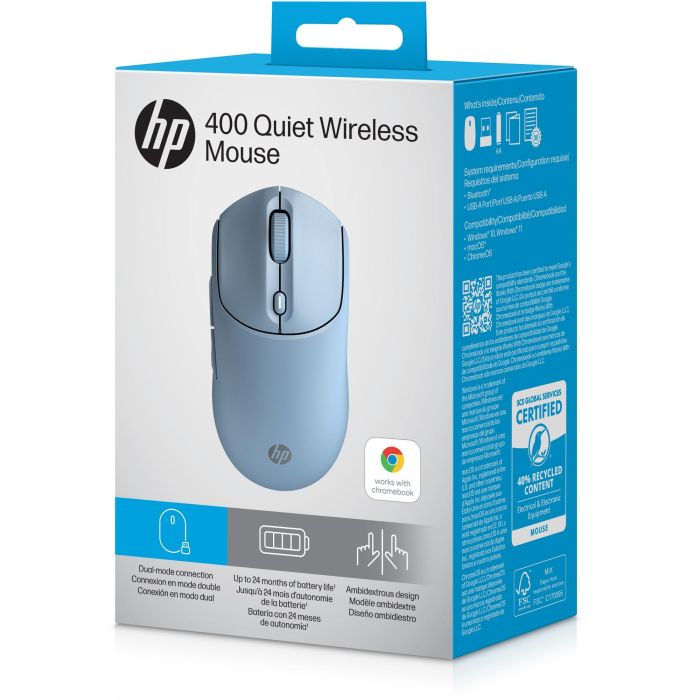 HP Ratón Inalámbrico HP 400 Quiet Blue 4 HP Ratón Inalámbrico HP 400 Quiet Blue 4