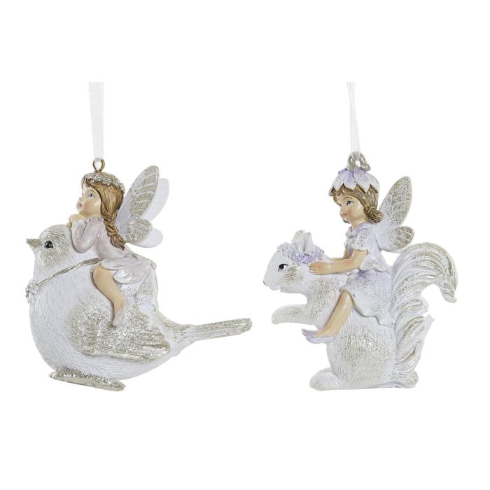DKD Home Decor Colgante Decoración Navideña Hada Fantasía Resina Blanco Dorado, Set 6 Unidades Surtidas 5x9x9cm DKD Home Decor Colgante Decoración Navideña Hada Fantasía Resina Blanco Dorado, Set 6 Unidades Surtidas 5x9x9cm