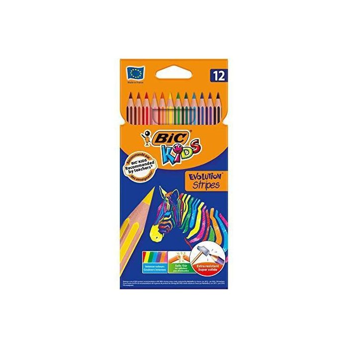Bic Lápices De Colores Kids Evolution Stripes C-Surtidos Estuche 12 Ud Bic Lápices De Colores Kids Evolution Stripes C-Surtidos Estuche 12 Ud