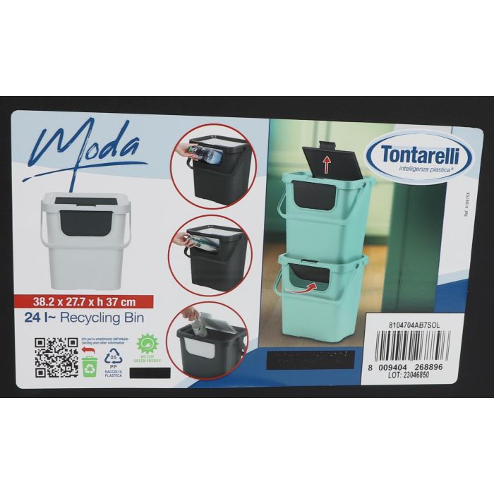 Inde Papelera Con Asa "Moda Double" 24L Amarillo/Negro 27.7 cm ancho x 36.9 cm alto x 38.3 cm largo (6 Unidades)