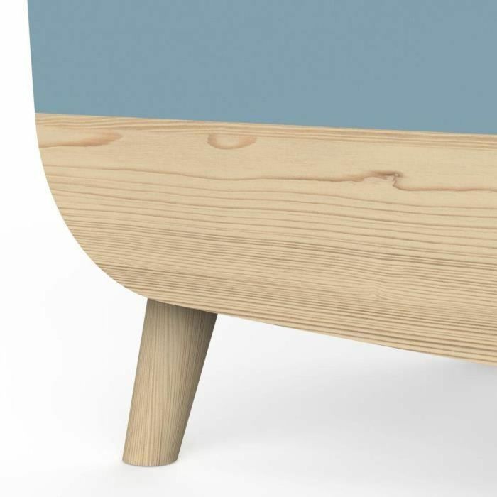 Caja para juguetes - FIRMIANA - Estilo escandinavo - Azul tormenta y madera natural - 82,4 x 39,1 x 58,9 cm - DEMEYERE 2