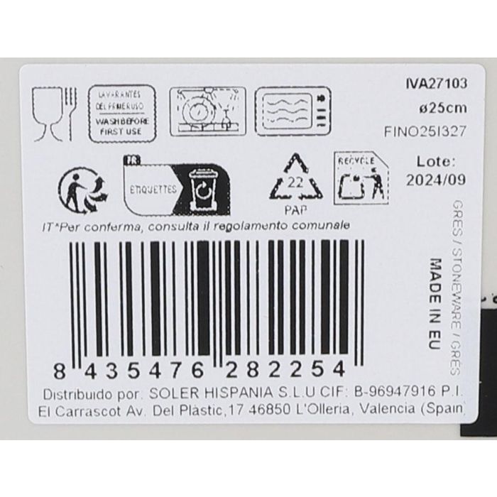 Fuente Redonda Ivar Nordic Brillo Ø25 cm - Inde (12 Unidades) 2 Fuente Redonda Ivar Nordic Brillo Ø25 cm - Inde (12 Unidades) 2