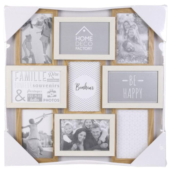 Home Deco Factory Marco 9 Fotos Madera y Blanco para 9 fotos de 10x15 cm 1