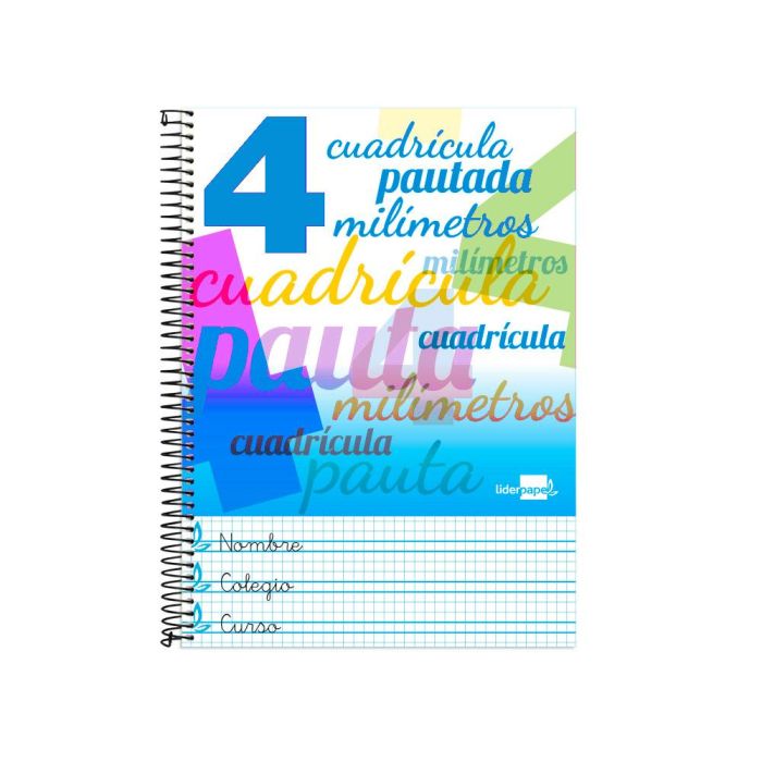 Cuaderno Espiral Liderpapel Folio Pautaguia Tapa Blanda 80H 75 gr Cuadro Pautado 4 mm Colores Surtidos 8 unidades 5