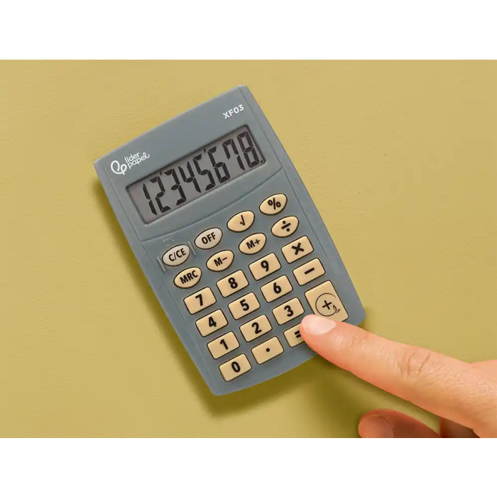 Liderpapel Calculadora XF03 Bolsillo 8 Dígitos Gris 99x64x9 mm con Pilas 5