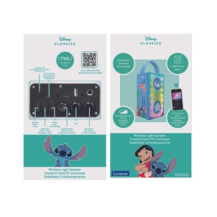 Lexibook Altavoz Infantil Stitch Bluetooth con Micrófono 5