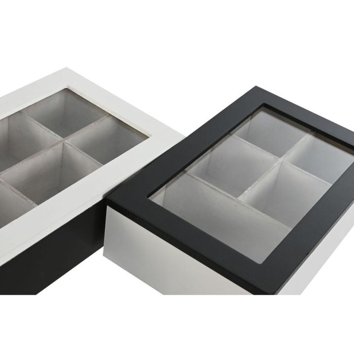 Caja Infusiones Moderno DKD Home Decor Blanco Negro 15 x 6.5 x 23 cm (2 Unidades) 3