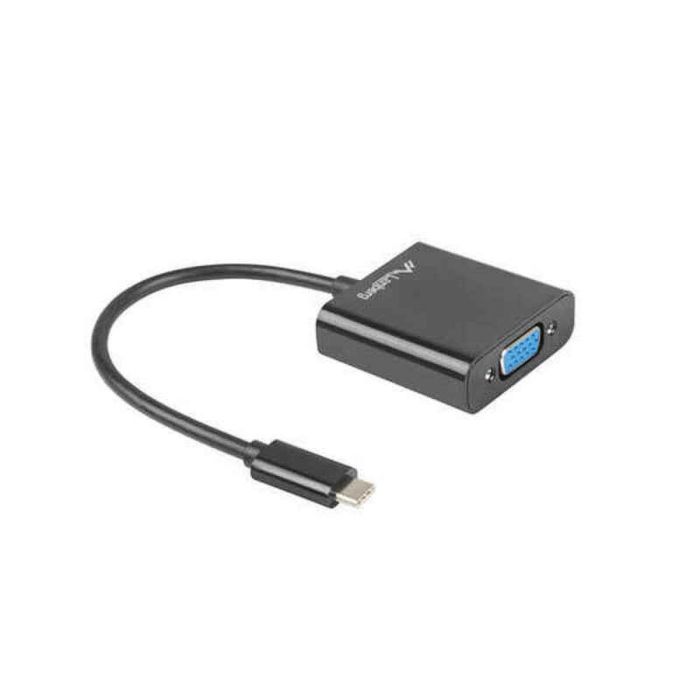 Lanberg Adaptador USB 3.1 Tipo C a VGA Macho Hembra RTL2169 Negro Resolución 1920x1200 15cm