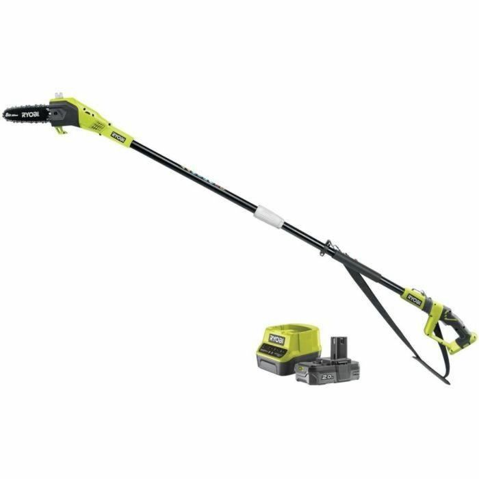Ryobi RYO4892210217592 Podadora de Altura con Guía 20 cm, 5,5 m/s, Inclinación 15°, Kit Batería 18V 2Ah y Cargador