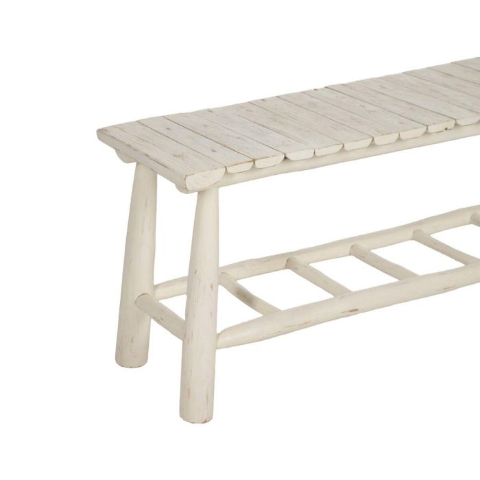 Banqueta Blanco madera de teca 120 x 30 x 45 cm 2