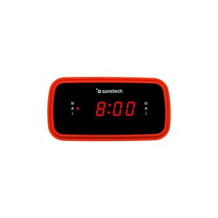 Sunstech FRD60RD Despertador Radio FM PLL con 10 Presintonías, Alarma Dual, Pantalla LED 0.6'' y 3 Modos