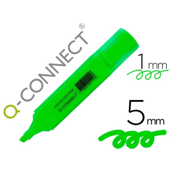 Rotulador Q-Connect Fluorescente Verde Punta Biselada 10 unidades