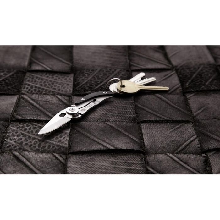 True Skeletonknife Navaja Pequeña Minimalista Plegable Diseño Plateado y Negro con Llavero 5