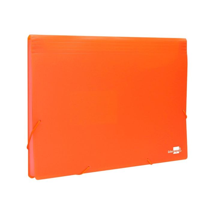 Carpeta Liderpapel Clasificador Fuelle Polipropileno Din A4 Naranja Fluor Opaco 13 Departamentos 1