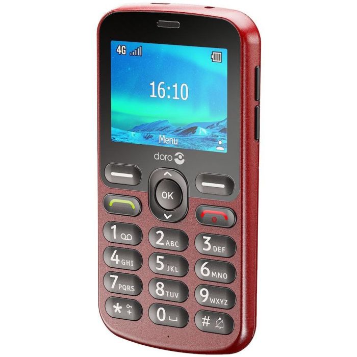 Doro 1880 Teléfono Básico Rojo 4G Libre, Pantalla 2.4", Cámara, Bluetooth 5.0, Linterna, Radio FM, USB-C 3