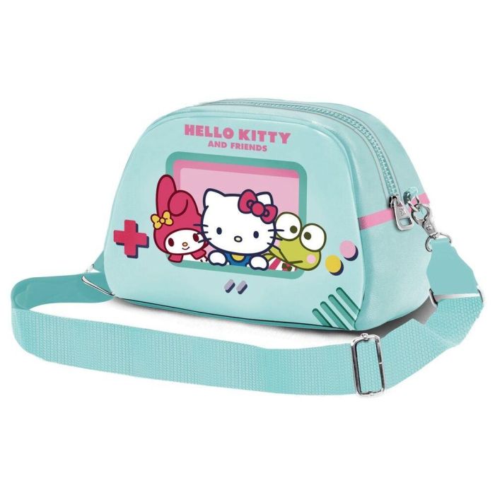 Hello Kitty Bolso Bandolera Bowling Lite Videogame Turquesa PVC Pequeño con Forro Estampado y Bandolera Ajustable