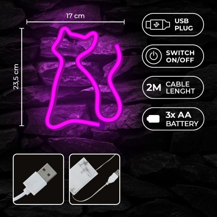 Lampara Forever Neon Led Cat Pink 3 Lampara Forever Neon Led Cat Pink 3