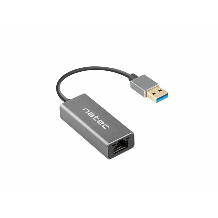 NATEC Cricket Adaptador USB 3.2 Gen 1 Tipo-A a RJ45 Gigabit Ethernet Negro Aluminio