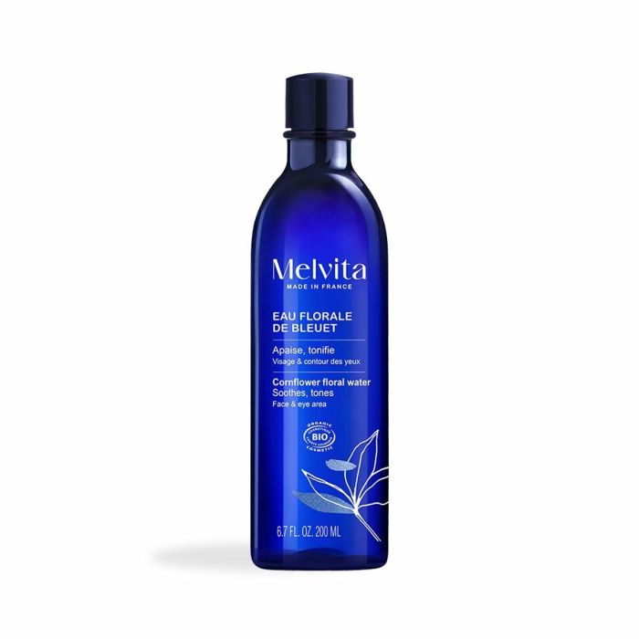 Melvita Agua Floral de Aciano Bio 200ml - Tónico Facial Descongestionante y Calmante para Contorno de Ojos Cansados y Desmaquillar