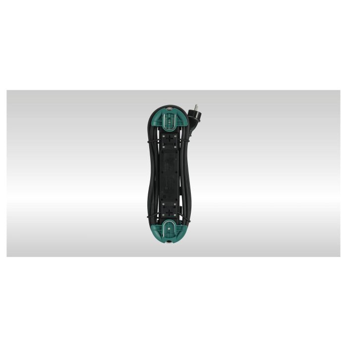 Bachmann 500.200 HOOK Outdoor - Alargador 4 Tomas Schuko con Interruptor y Tapa IP44, 4 metros, Color Verde