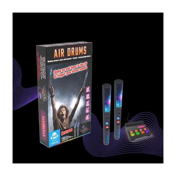 Baquetas de batería inalambricas con altavoz, luz y sonido 35x3 cm 2 Baquetas de batería inalambricas con altavoz, luz y sonido 35x3 cm 2